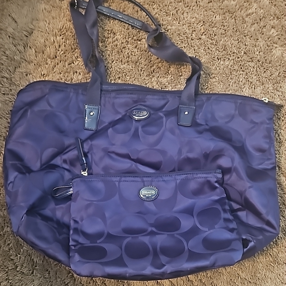 Coach Blue Tote Bag with Spacious Design and Sturdy Straps